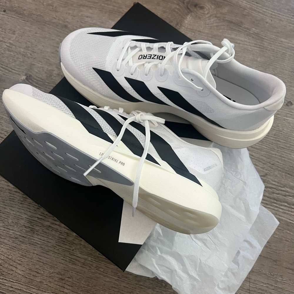 Adidas Adizero Evo SL White and Black Athletic Shoes for Performance